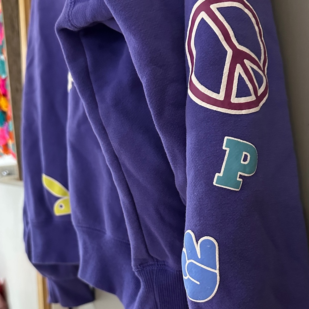 Playboy Purple Graphic Sweatshirt Crewneck Multicolor Bunny Logo Streetwear - Picture 7 of 11